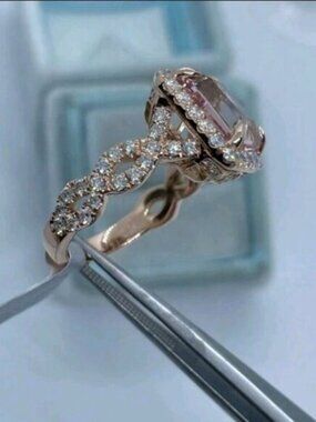 1Pcs Fashionable Shiny Rose Gold-Color Alloy Square Decorated Ring